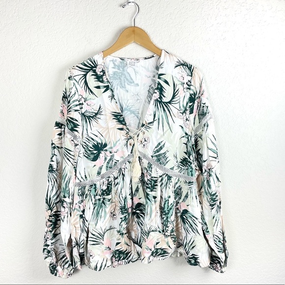 somedays lovin Blouse women’s medium floral tropical coastal roaming - Picture 3 of 8